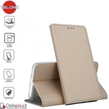 Telone smart magnet atverčiamas dėklas - auksinės spalvos (Xiaomi Redmi Note 9)